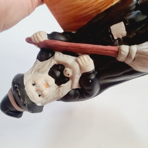 Vintage Halloween Witch Pumpkin Ceramic Tea Light Candle Holder - Picture 3 of 16